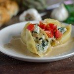 Spinach, Artichoke and Portobello Stuffed Pasta Shells with a Creamy Marsala Sauce | Go Go Go Gourmet @gogogogourmet