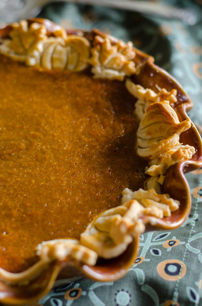 Close up of pumpkin chiffon pie