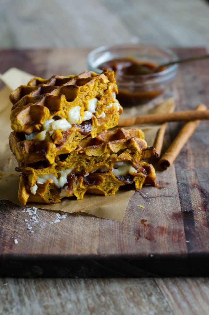 Pumpkin Waffle Sandwiche with Apple Butter and Brie | Go Go Go Gourmet @gogogogourmet