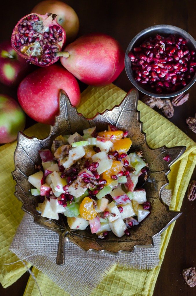 Fall Waldorf Salad- put those beautiful apples, pears and pomegranates to good use! | Go Go Go Gourmet @gogogogourmet 