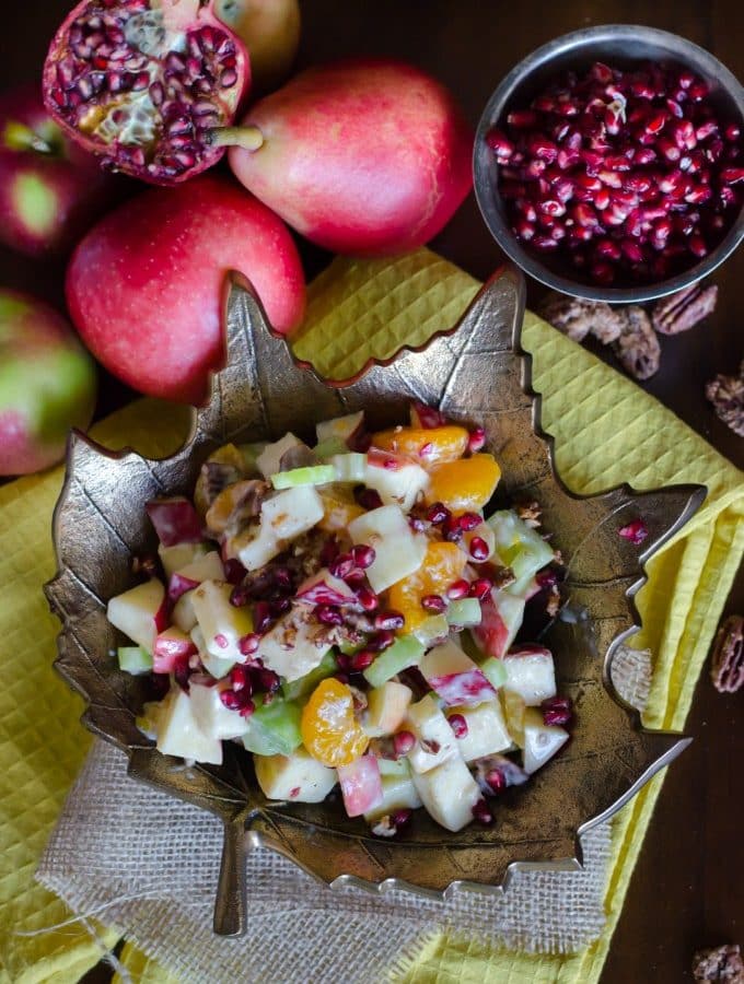 Fall Waldorf Salad- put those beautiful apples, pears and pomegranates to good use! | Go Go Go Gourmet @gogogogourmet