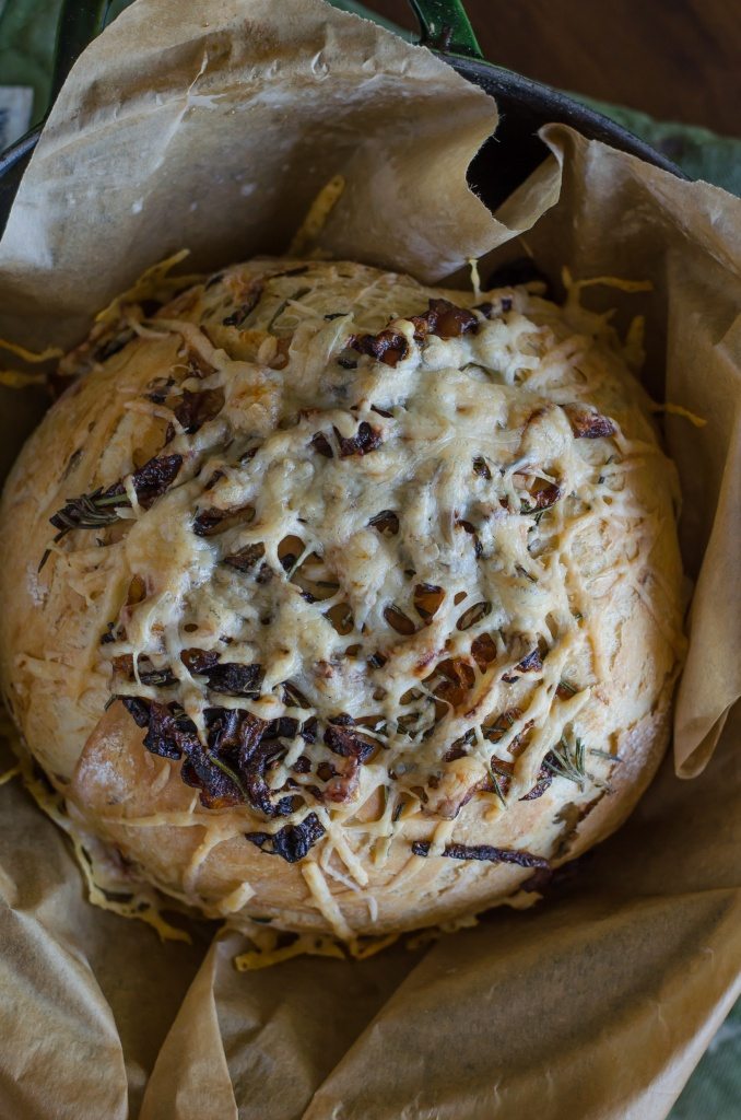 Rosemary and Caramelized Onion Olive Oil Crusty Bread | Go Go Go Gourmet @gogogogourmet