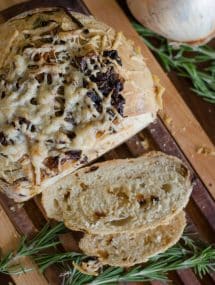 Rosemary and Caramelized Onion Olive Oil Crusty Bread | Go Go Go Gourmet @gogogogourmet