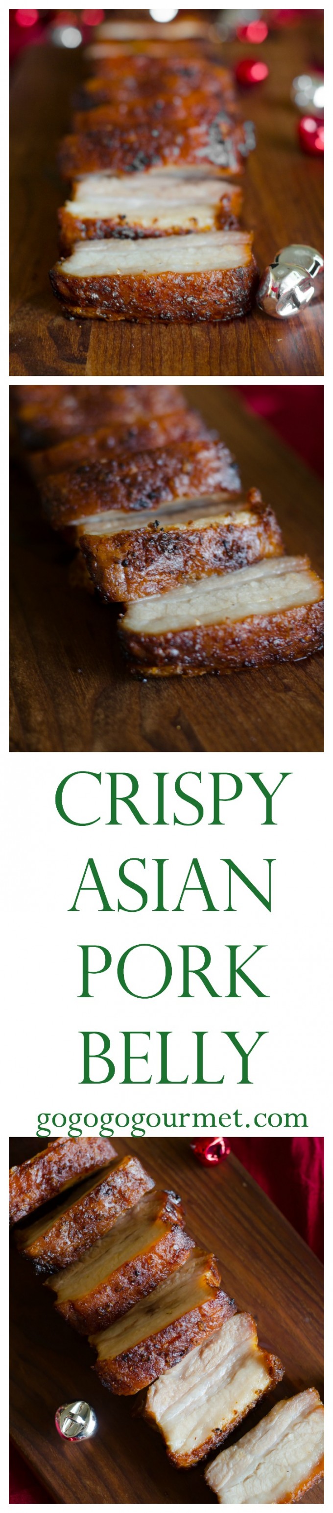 This Crispy Pork Belly is marinated in Asian flavors, then roasted with a salt crust for crispy skin and tender meat. No scoring required! via @gogogogourmet