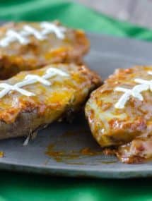 Chili Cheese Potato Skins- messy, cheesy and perfect for celebrating the big game! | Go Go Go Gourmet @gogogogourmet