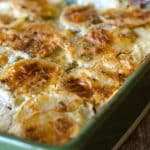 Goat Cheese and Chive Creamy Scalloped Potatoes | Go Go Go Gourmet @gogogogourmet