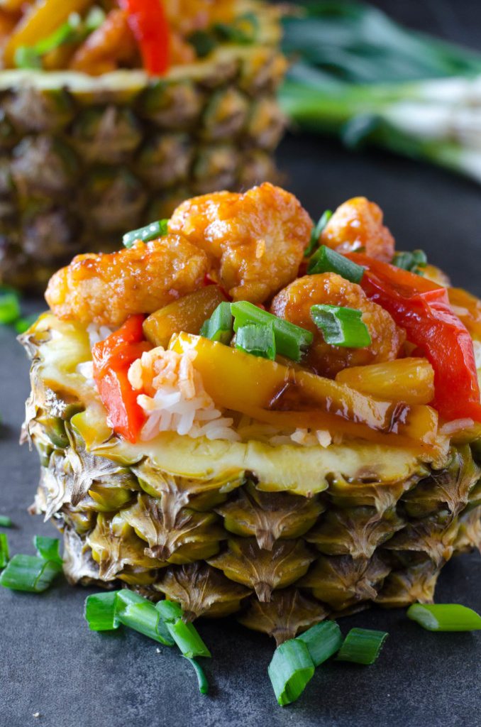 Sweet and Sour Chicken in Pineapple Bowl | Go Go Go Gourmet @gogogogourmet