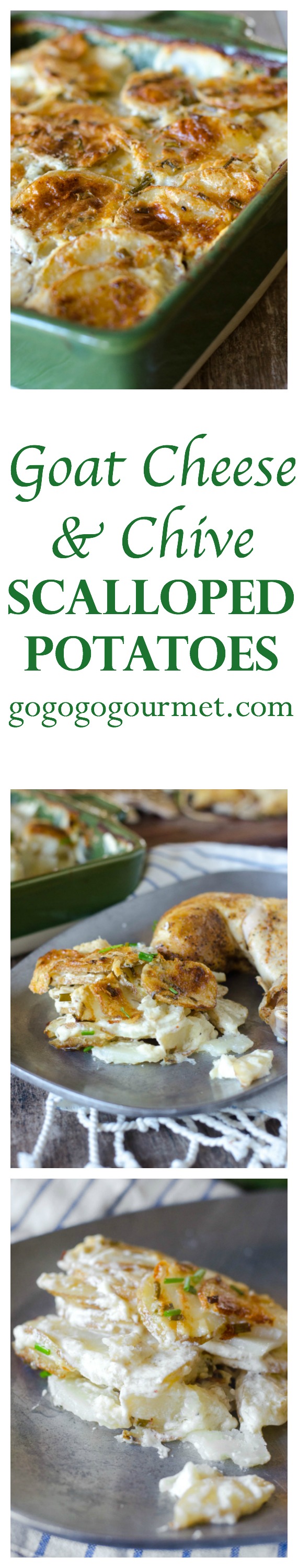 These Goat Cheese & Chive Potatoes are incredibly creamy AND easy to make! | Go Go Go Gourmet @Go Go Go Gourmet via @gogogogourmet