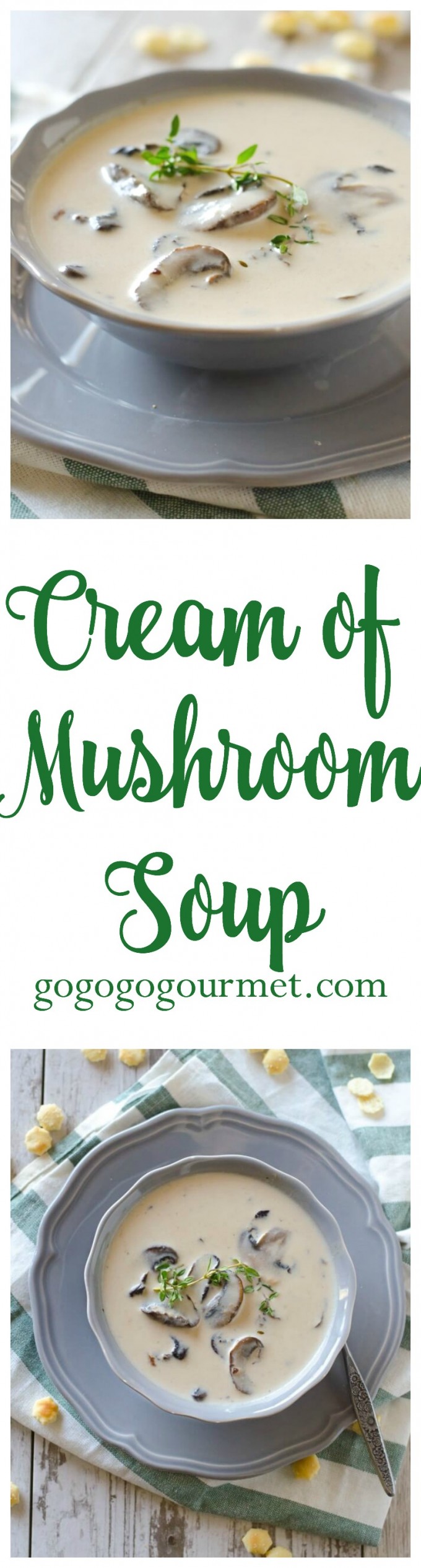 This smooth and creamy soup is perfect for transitioning into spring! Cream of Mushroom Soup | Go Go Go Gourmet @Go Go Go Gourmet via @gogogogourmet