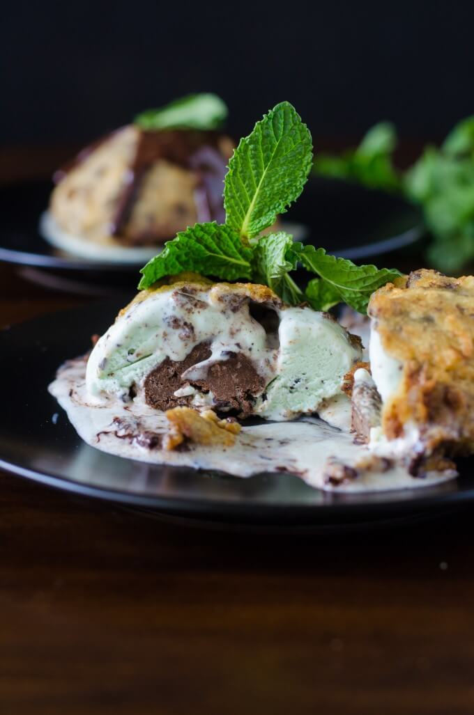 Easy Fried tempura Ice Cream cut in half