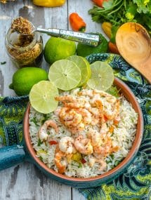 Honey Mustard Lime Shrimp- serve it with my tropical rice for dinner, or on its own as a quick and easy appetizer! | Go Go Go Gourmet @gogogogourmet