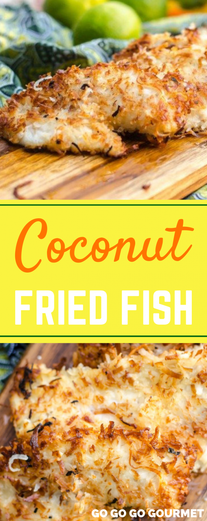 This Coconut Crusted Fried Fish recipe is a surefire way to add a little island flair to your day! Only a handful of pantry-ready ingredients and ready in under 30 minutes. It is one of the best fried fish recipes! #gogogogourmet #coconutfriedfish #easyfishrecipes #friedfishrecipes via @gogogogourmet