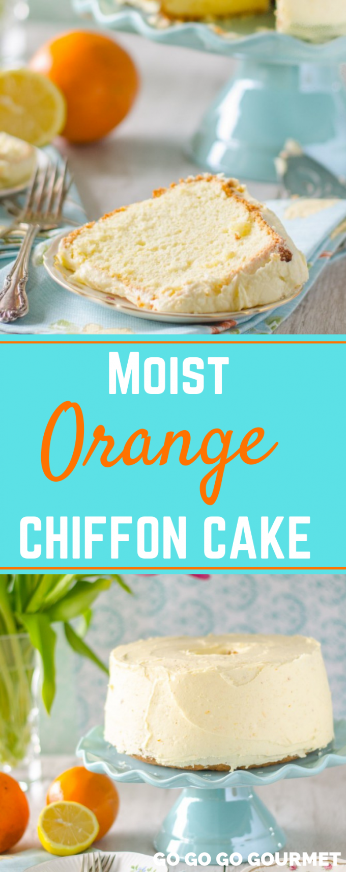 This easy Orange Chiffon Cake is even better than the Southern Living recipe! Relish in the joys of baking while making this cake. It's one of the best spring desserts and it's full of fresh flavor! #gogogogourmet #orangechiffoncake #easyorangechiffoncake #springdesserts via @gogogogourmet