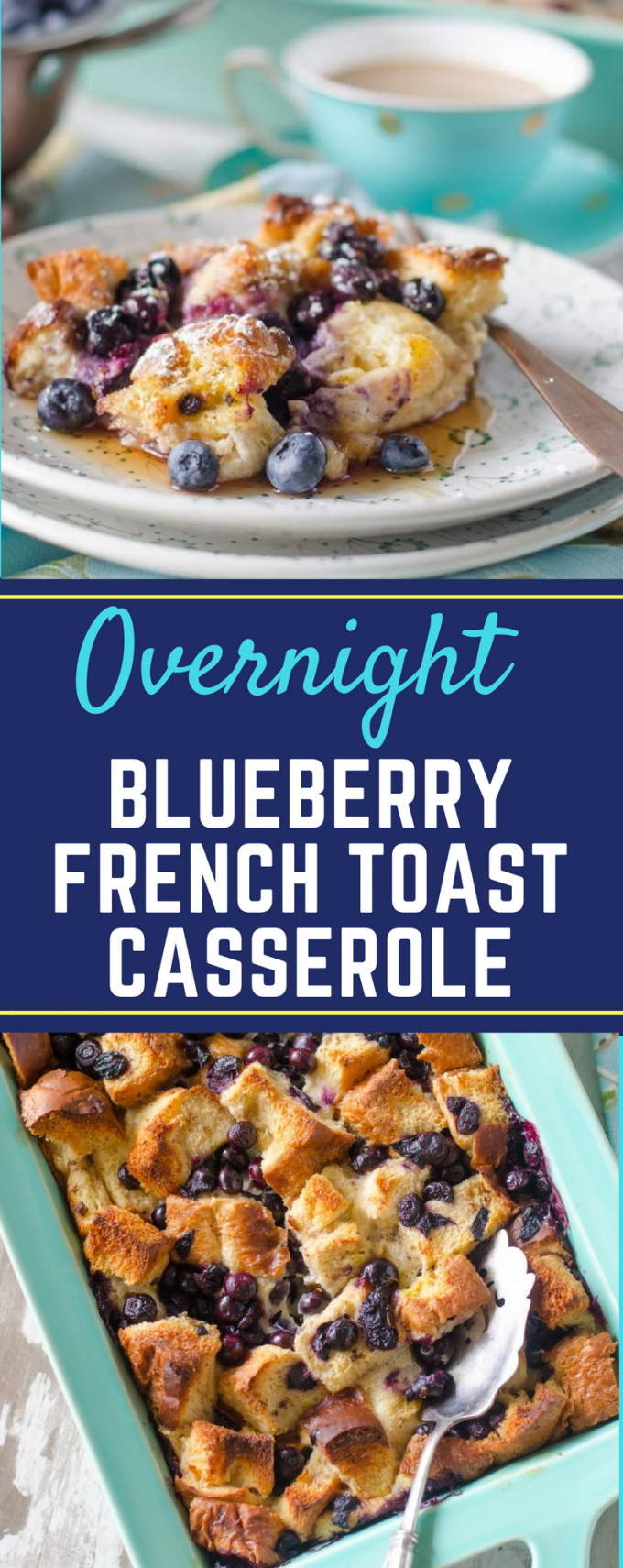 This easy Overnight French Toast Casserole is the perfect recipe for Easter brunch! Packed full of delicious blueberries, you can prepare this dish the night before, and then bake it in the morning! It would even taste great topped with a spread of cream cheese. #overnightblueberryfrenchtoast #easybrunchrecipes #weekendbreakfastrecipes #gogogogourmet
