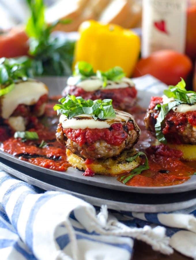 Grilled Polenta & Mozzarella-Stuffed Sausage Stacks | Go Go Go Gourmet @gogogogourmet