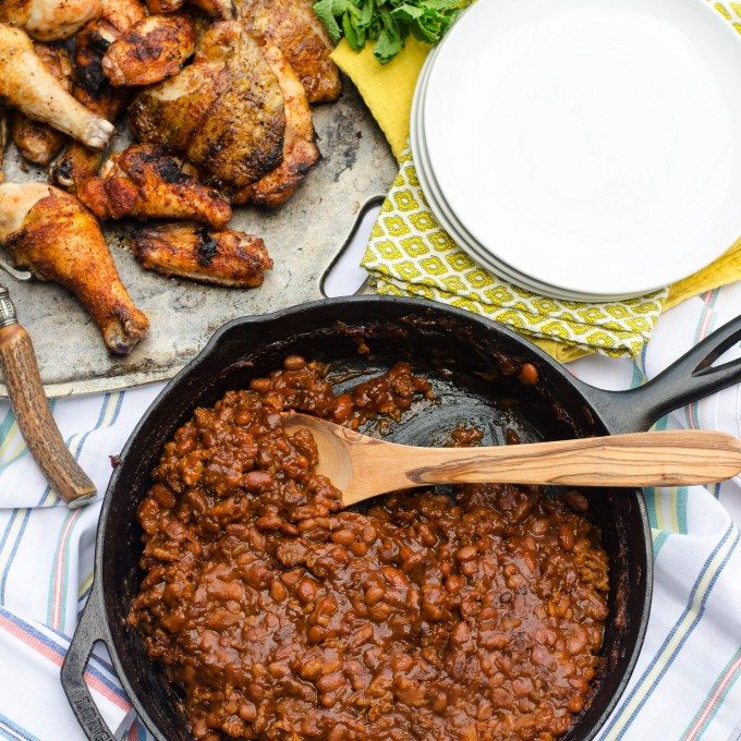Spicy BBQ Baked Beans- a semi homemade side dish, perfect for all your summer cookouts! | Go Go Go Gourmet @gogogogourmet