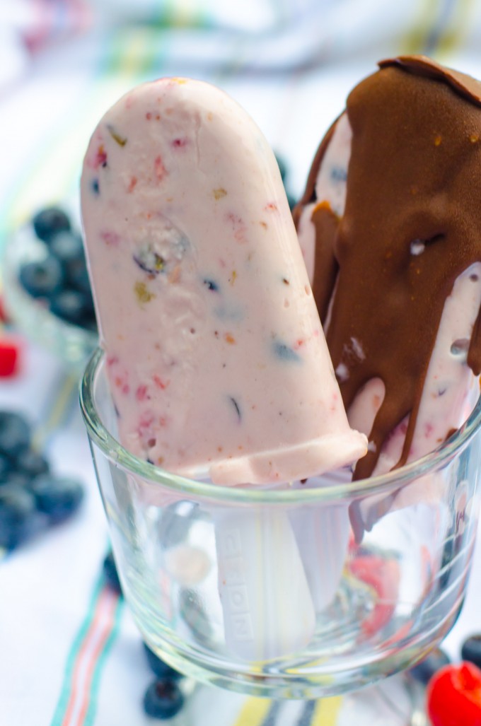Double Berry Coconut Frozen Yogurt Pops | Go Go Go Gourmet @gogogogourmet