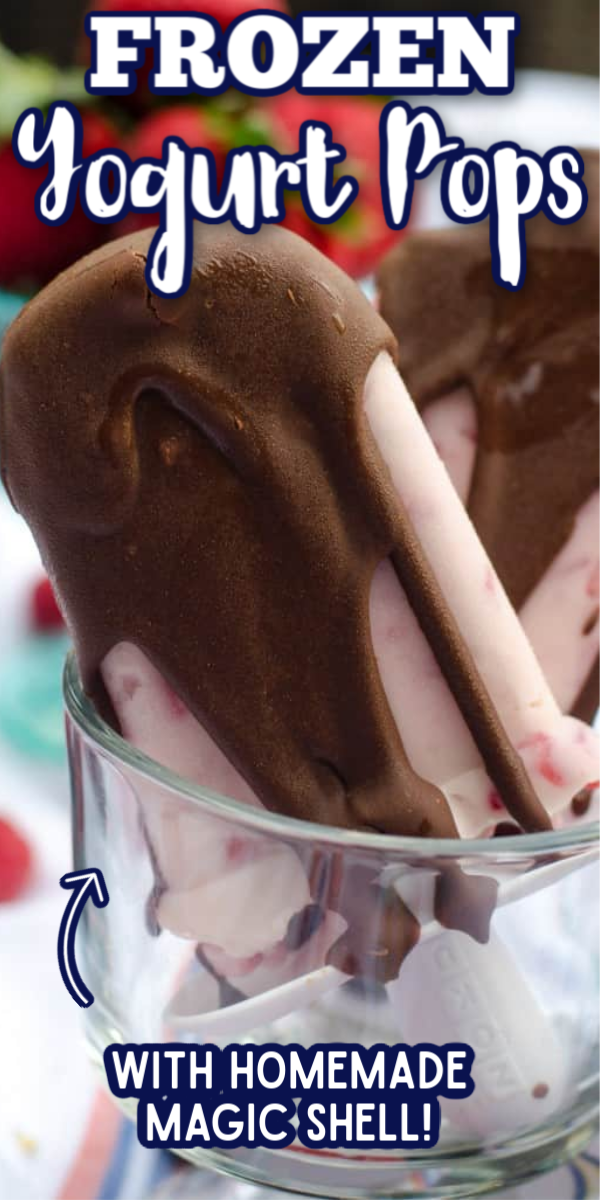 These Frozen Yogurt Pops are perfect for this summer- and the super easy chocolate magic shell totally MAKES these! #frozenyogurtpops #homemademagicshell #gogogogourmet via @gogogogourmet