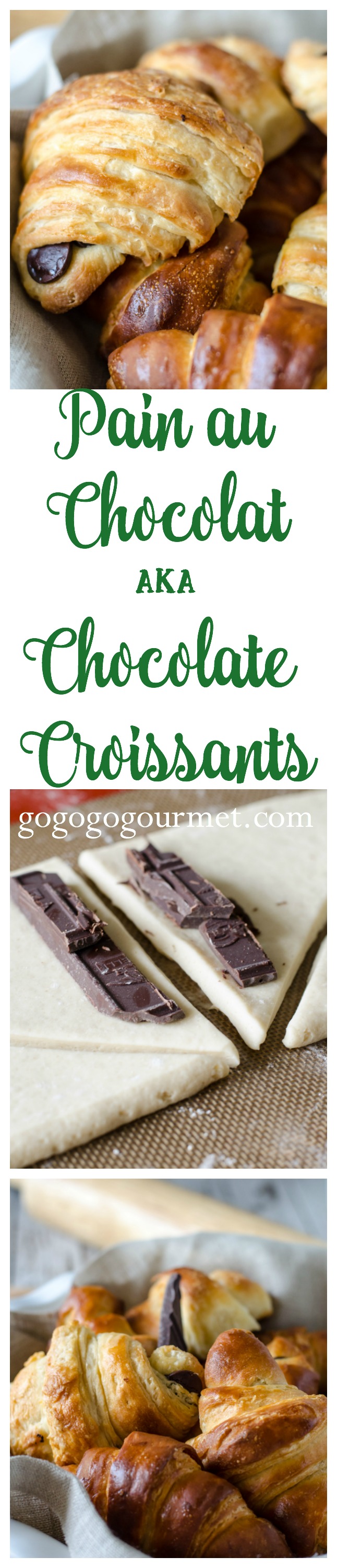 You'll never find a better way to start your day than with a flaky, buttery croissant with warm chocolate inside! Pain au Chocolat/Chocolate Croissants | Go Go Go Gourmet @Go Go Go Gourmet