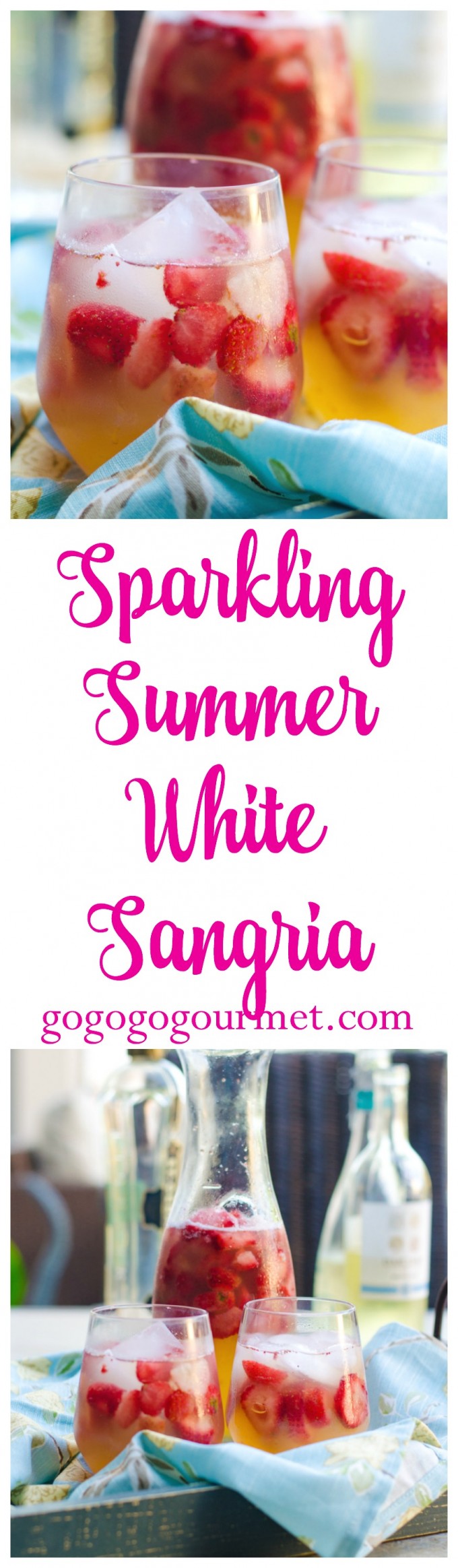 Light and refreshing, with just a bit of citrus and elderflower, you're sure to be drinking this sparkling white sangria all summer long! Sparkling Summer White Sangria | Go Go Go Gourmet @Go Go Go Gourmet
