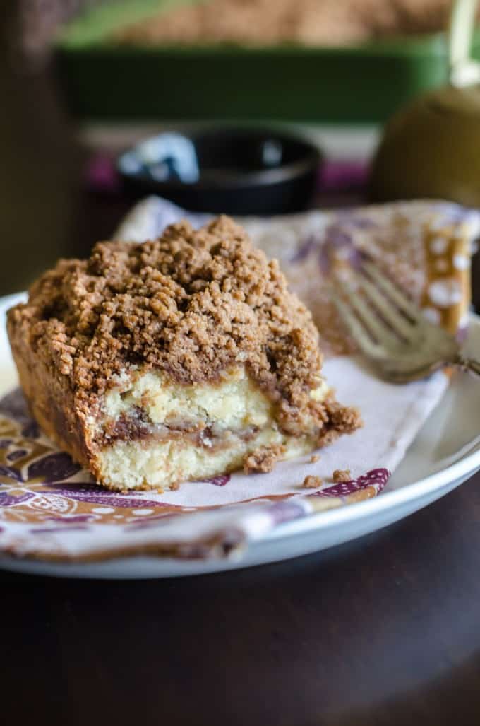 Close up of slice of Cinnamon Coffee Cake 