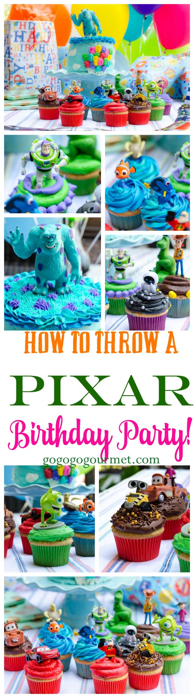 What do you do when a little boy is turning 3 and LOVES Disney and Pixar movies?? Why you throw him a Pixar party, complete with a Pixar cake and 13 individually themed Pixar cupcakes! How To Throw A Pixar Party | Go Go Go Gourmet @gogogogourmet