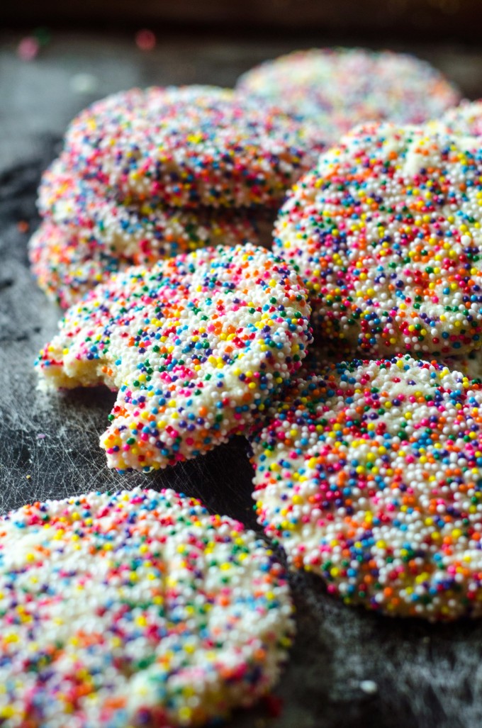 Sprinkle cookies with a bite taken out