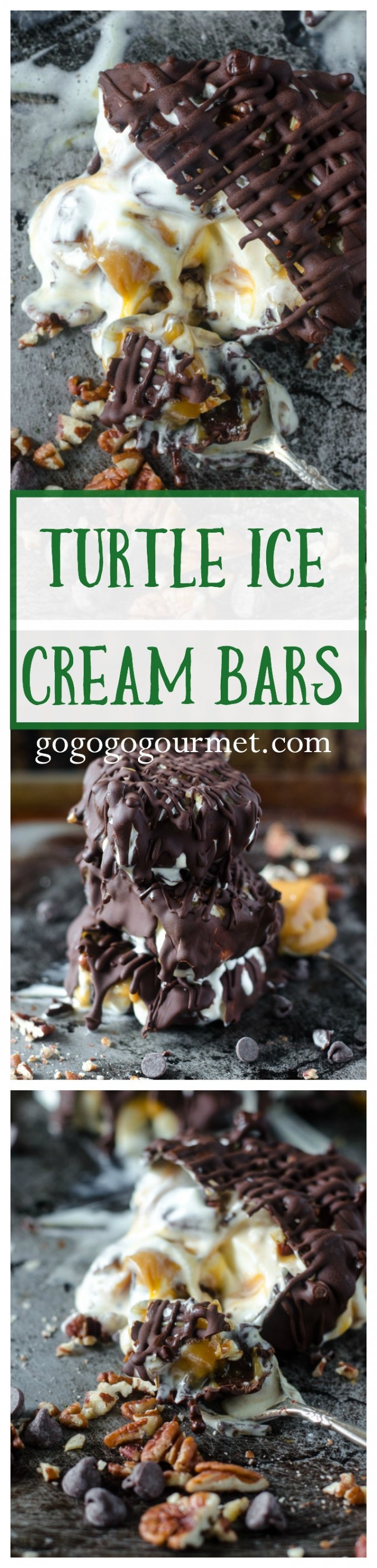 These semi-homemade treats are incredibly easy (and delicious!). Not to be missed! Turtle Ice Cream Bars | Go Go Go Gourmet @Go Go Go Gourmet via @gogogogourmet