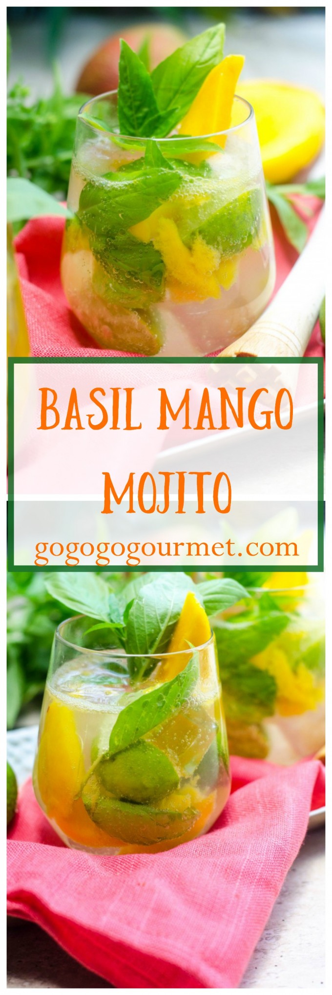 This classic gets a tropical twist thanks to sweet mango, and is a great way to use up some of that basil in your garden! Basil Mango Mojitos | Go Go Go Gourmet @Go Go Go Gourmet