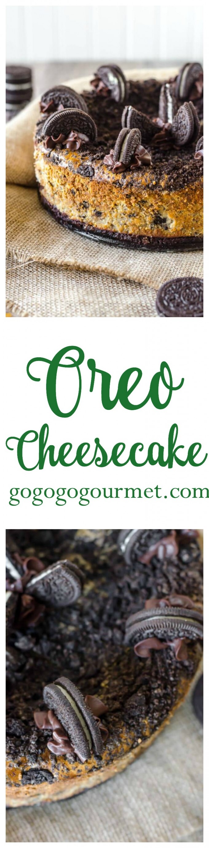 With FORTY Oreos in this cheesecake (plus a layer of chocolate ganache!), how could this be anything but incredible? Oreo Cheesecake | Go Go Go Gourmet @Go Go Go Gourmet