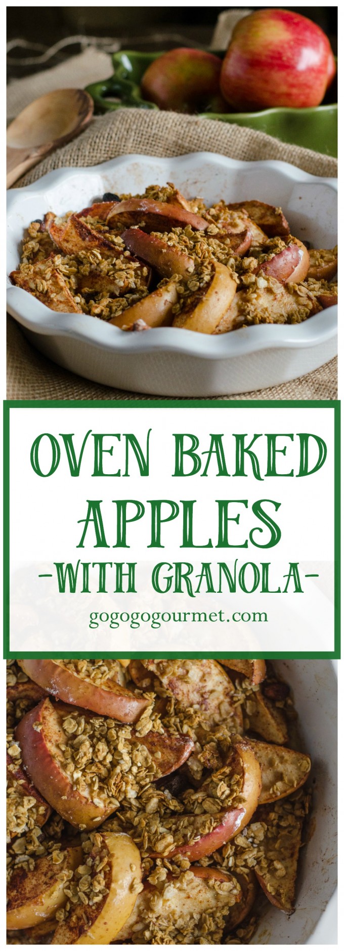 A new, super-easy fall side dish! Oven Baked Apples with Granola | Go Go Go Gourmet @gogogogourmet via @gogogogourmet