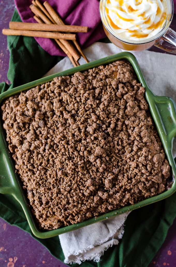 Pumpkin Coffeecake with Cinnamon Streusel and Apple Butter Filling @gogogogourmet