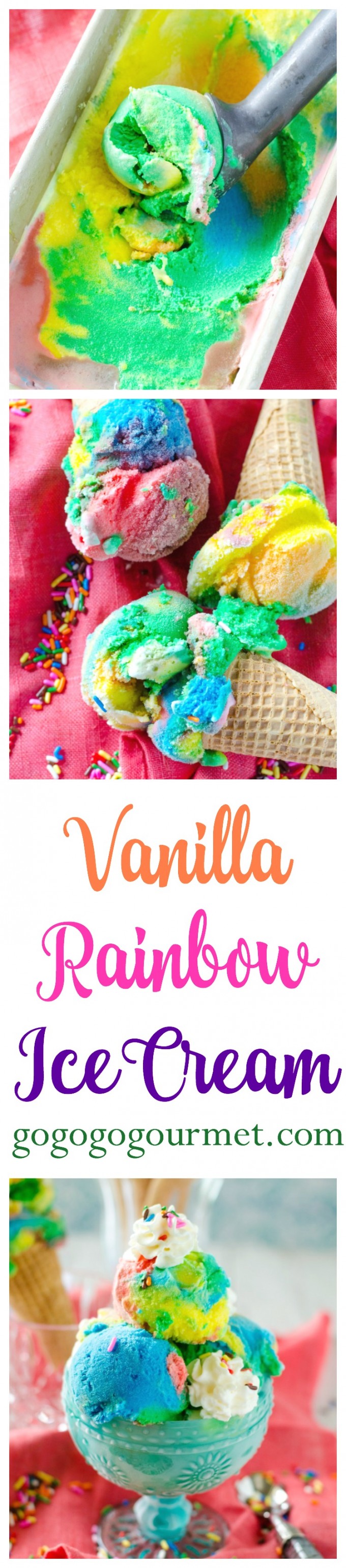 I scream, you scream, EVERYONE screams for this Vanilla Rainbow Ice Cream! Vanilla is boring no more. | Go Go Go Gourmet @Go Go Go Gourmet