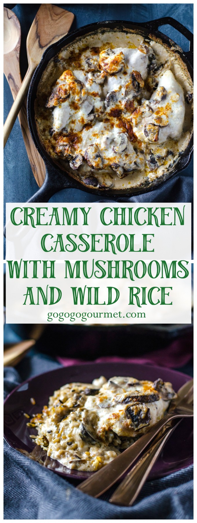 A one-pot dinner option for those busy nights! Creamy Chicken Casserole with Mushrooms and Wild Rice @gogogogourmet via @gogogogourmet