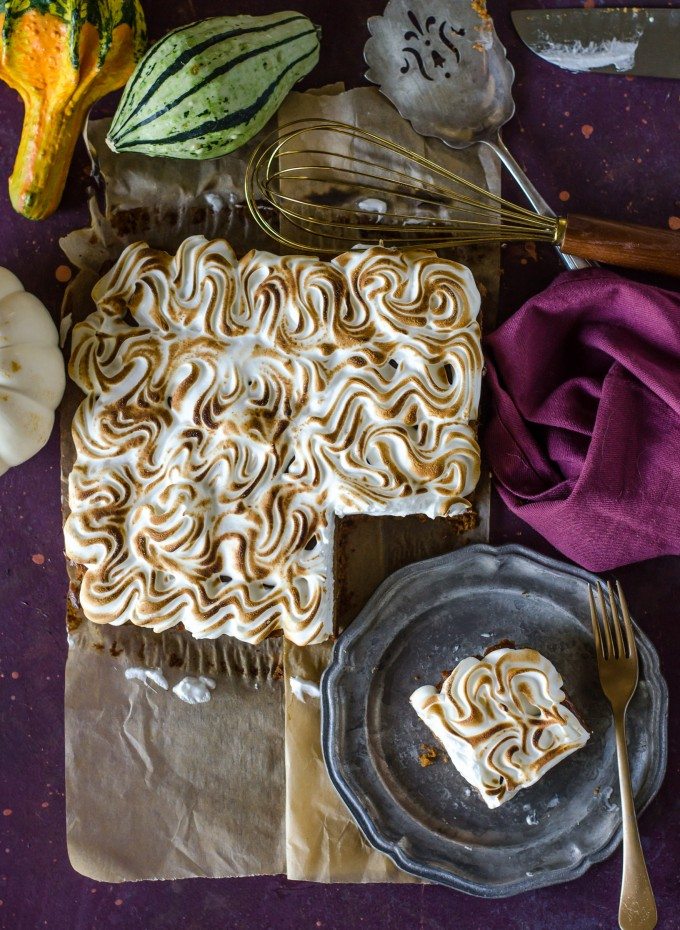 Apple Butter Pumpkin Pie Bars with Marshmallow Meringue @gogogogourmet