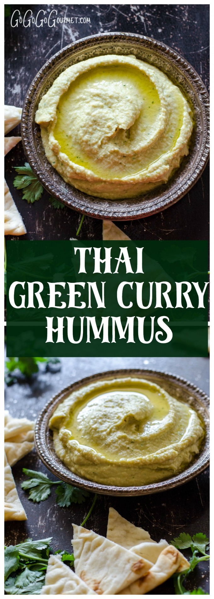 Easy, spicy and HEALTHY! You'll love this Thai Green Curry Hummus. | Go Go Go Gourmet via @gogogogourmet