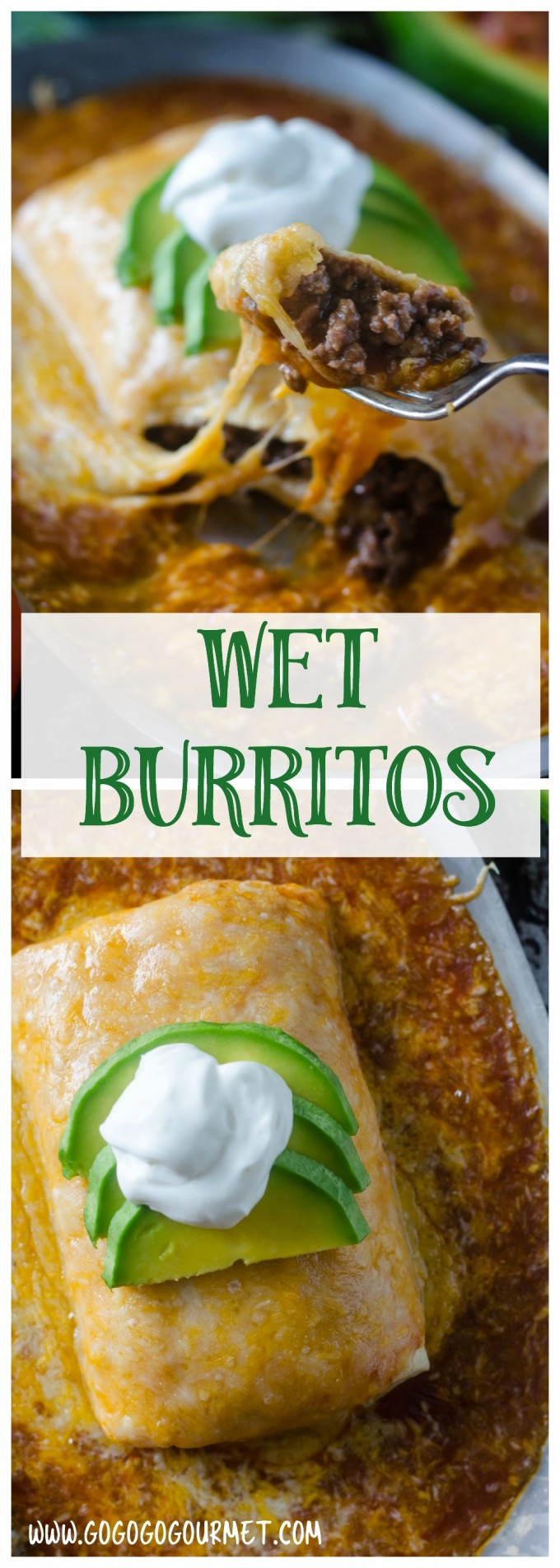 This Wet Burrito is smothered in a special sauce and tons of cheese! How can you go wrong? @gogogogourmet via @gogogogourmet
