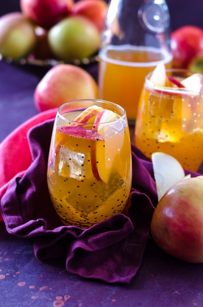 Sparkling Double Apple Cider Fireball Sangria | @gogogogourmet