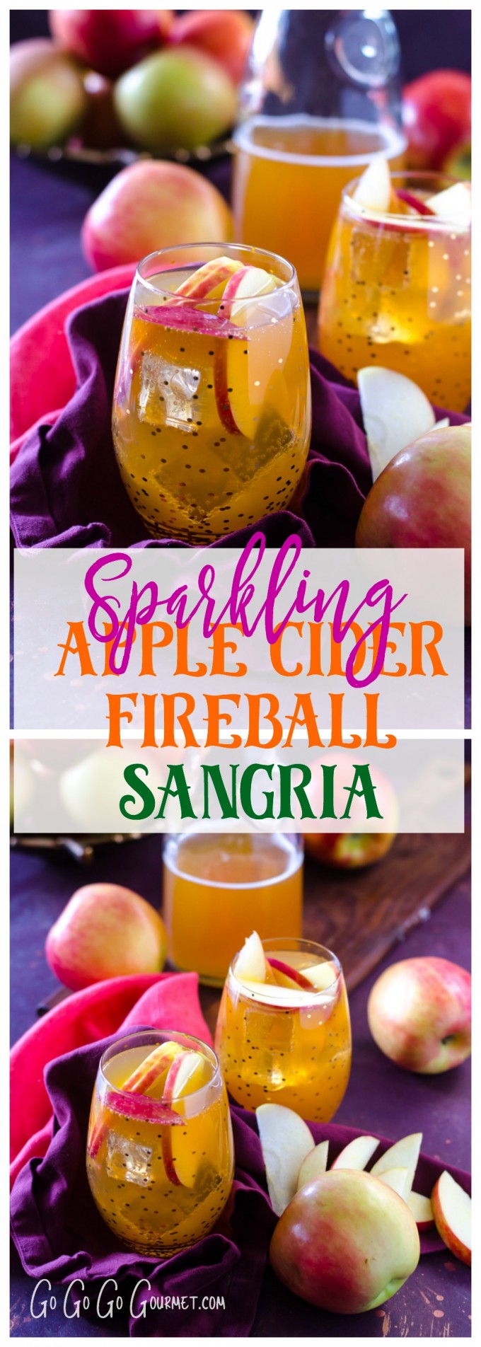Sparkling Double Apple Cider Fireball Sangria via @gogogogourmet