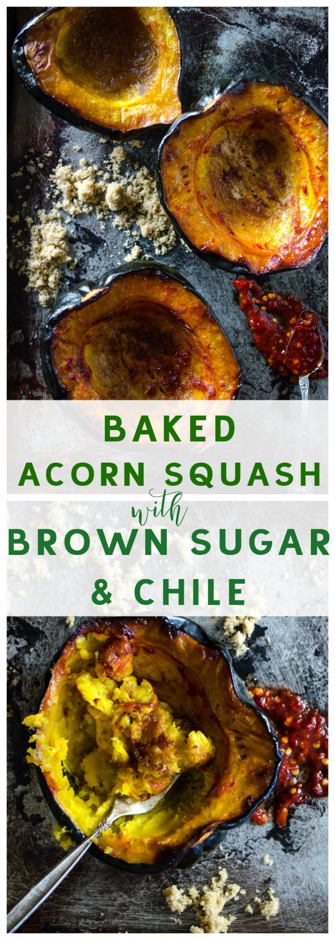 Baked Acorn Squash with Brown Sugar and Chile via @gogogogourmet