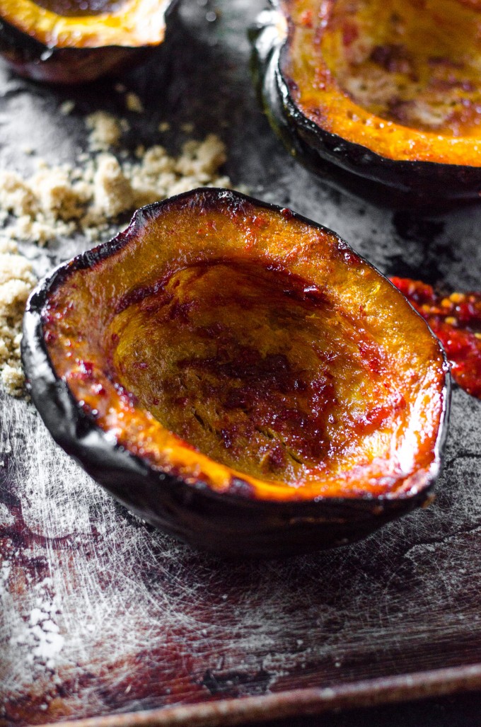 Baked Acorn Squash with Brown Sugar and Chile Go Go Go Gourmet