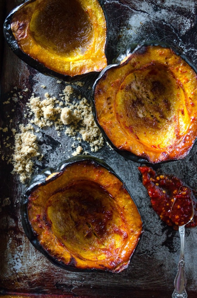 Baked Acorn Squash with Brown Sugar and Chile | @gogogogourmet