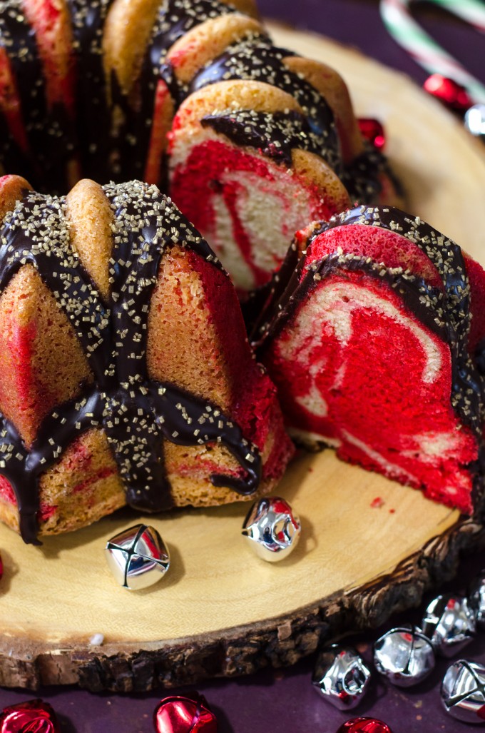 Chocolate peppermint cake recipe sliced on a wooden tray