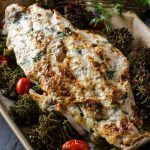 One Pan Baked Grouper with Broccolini and Tomatoes | @gogogogourmet