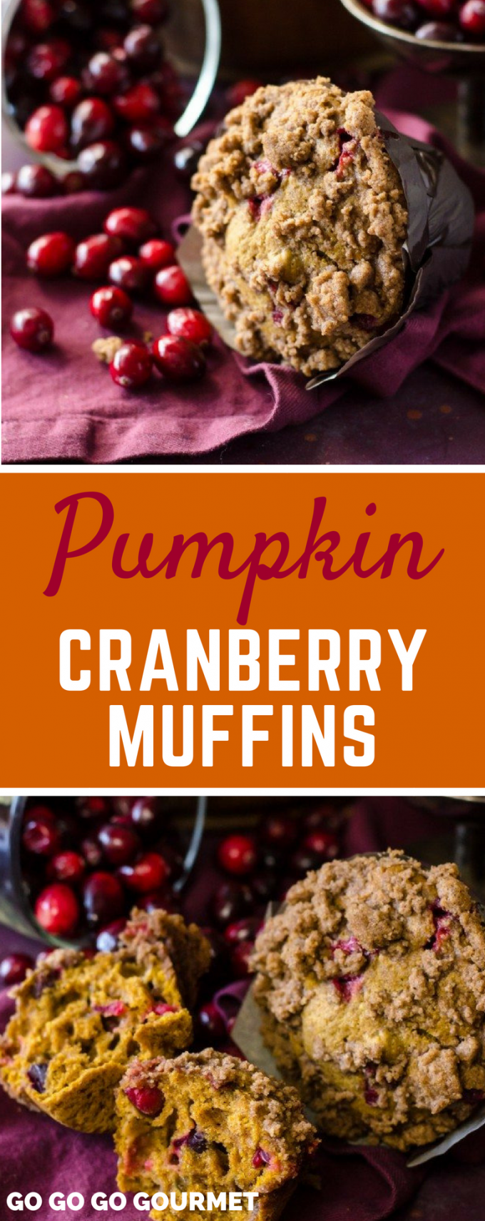 These Pumpkin Cranberry Muffins make the perfect easy breakfast for fall! Baking for the holidays has never tasted better! These muffins would be a great treat on Thanksgiving morning. #pumpkincranberrymuffins #pumpkinrecipes #cranberryrecipes #gogogogourmet via @gogogogourmet