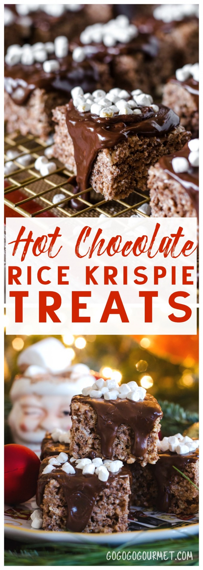 Hot Chocolate Rice Krispie Treats- a fast and easy holiday no-bake treat!!