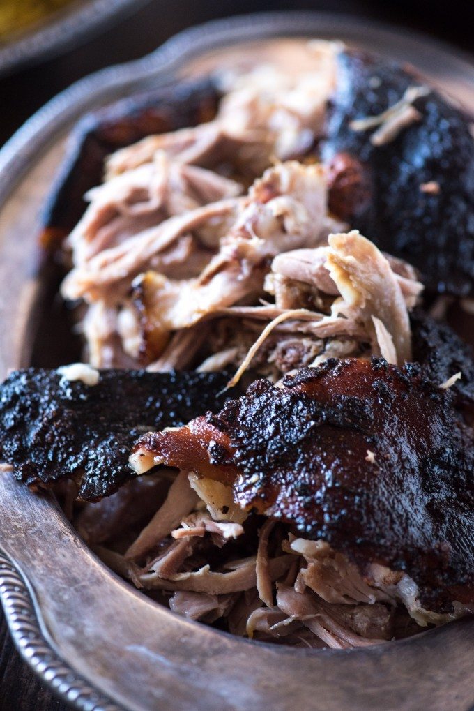 Close up of Puerto Rican Slow Roasted Pork on a plate