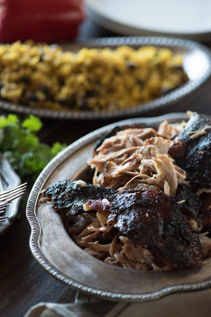 Shredded puerto rican pork on a plate