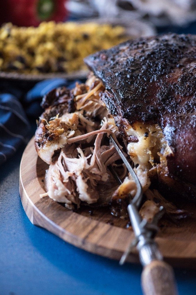 Pernil, Puerto Rican Slow Roasted Pork shredded with a pork