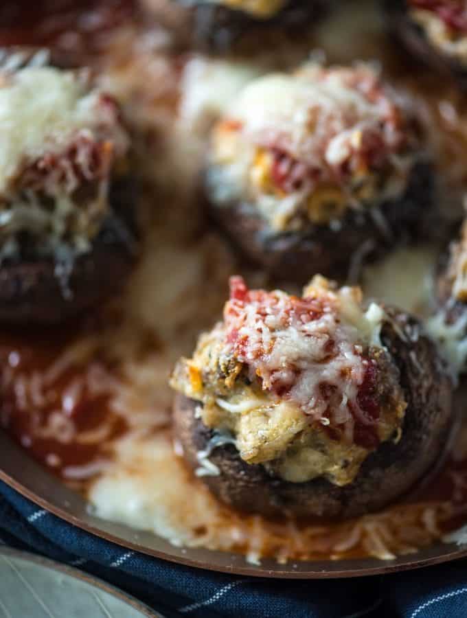 Cheesy Sausage Stuffed Mushrooms- a quick, yet versatile, dish that works as an appetizer or a side dish! | @gogogogourmet